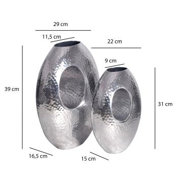 Decoratieve vazenset zilver hamerslag