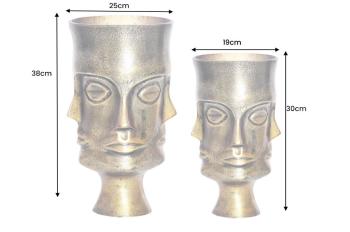 2-delige vazenset Face antiek messing