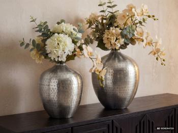 Set vazen zilver 31 en 28 cm