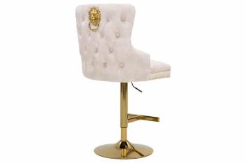 Barkruk Barok fluweel beige met leeuwenkop