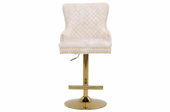 Barkruk Barok fluweel beige met leeuwenkop