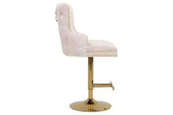 Barkruk Barok fluweel beige met leeuwenkop