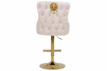 Barkruk Barok fluweel beige met leeuwenkop