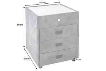 Nachtkastje grijs met verlichting 55 cm