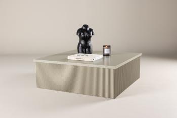 Vierkante beige salontafel 90 cm