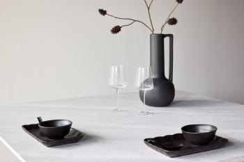 Vierkante moderne tafel stone look walnoot 120 cm