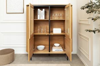 Landelijke vitrinekast eiken 120x140 cm