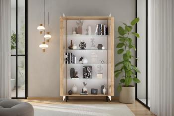 Moderne vitrinekast eiken kleur cadiz 130cm