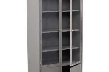 hoge vitrinekast lichtgrijs metaal 190 cm