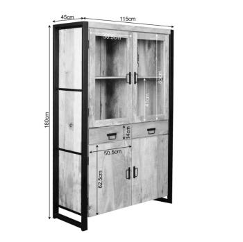 vitrinekast Mangohout 180 cm