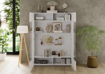 Vitrinekast wit hoogglans 120x166 cm