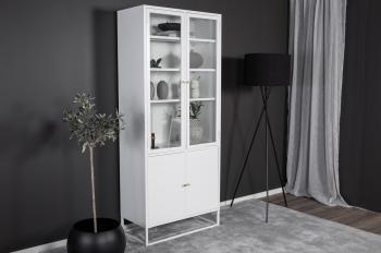 hoge vitrinekast wit metaal 190 cm
