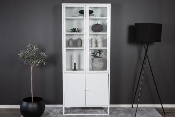 hoge vitrinekast wit metaal 190 cm