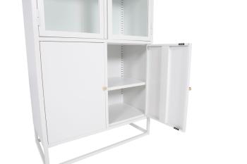 hoge vitrinekast wit metaal 190 cm