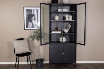hoge display vitrinekast zwart metaal 190 cm