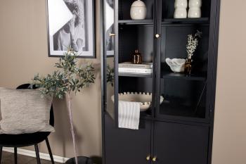 hoge display vitrinekast zwart metaal 190 cm