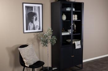 hoge display vitrinekast zwart metaal 190 cm
