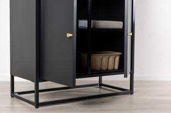 hoge display vitrinekast zwart metaal 190 cm