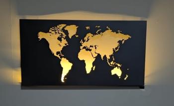 Metalen Wereldkaart Wanddecoratie 125x65 cm