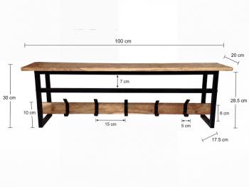 wandkapstok acaciahout met hoedeplank 100 cm