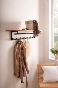 Wandkapstok acaciahout met roede en hoedeplank 100 cm