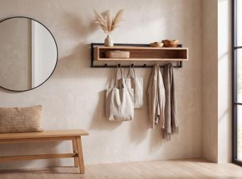 Garderobe wandkapstok acaciahout 90 cm