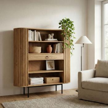 wandkast acaciahout naturel bruin lamellen design 105x122 cm