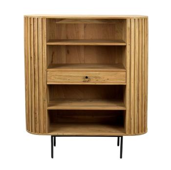 wandkast acaciahout naturel bruin lamellen design 105x122 cm