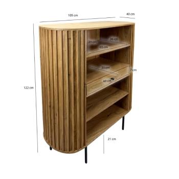 wandkast acaciahout naturel bruin lamellen design 105x122 cm