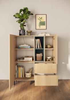 Highboard licht eiken 125 cm