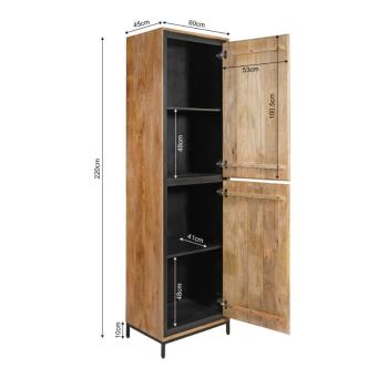 Hoge Wandkast mangohout 60x220 cm