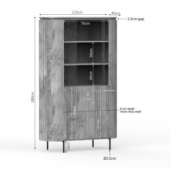 wandkast naturel bruin mangohout 115x180 cm