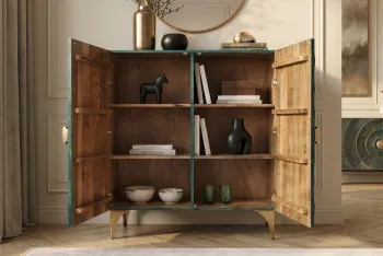 highboard wandkast mangohout turquoise 120 cm