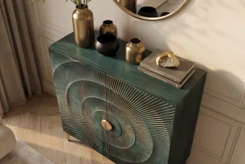 highboard wandkast mangohout turquoise 120 cm