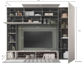 wandmeubel combinatie grijs steen look 272 cm