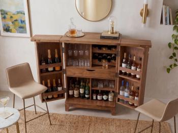 Wijnkast barmeubel sheesham hout 65 cm