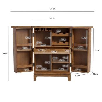 Wijnkast barmeubel sheesham hout 65 cm