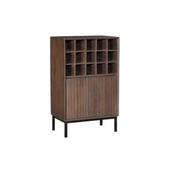 wijnkast mangohout walnoot bruin 55 cm