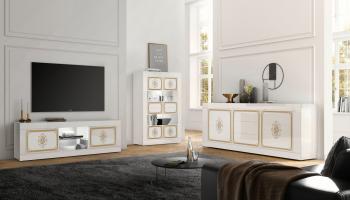 Vitrinekast hoogglans wit goud