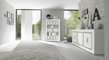 Vitrinekast hoogglans wit goud