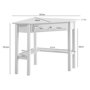 wit hoekbureau MDF wit 76 cm