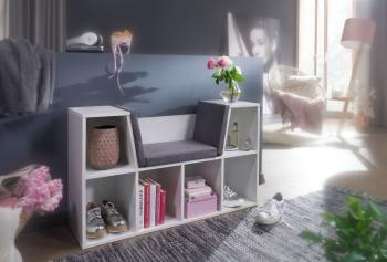 witte open schoenenkast met zitting 110 cm
