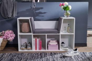 witte open schoenenkast met zitting 110 cm