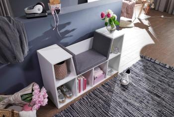 witte open schoenenkast met zitting 110 cm