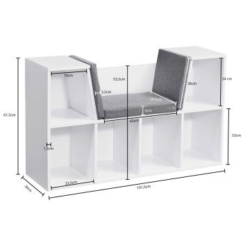 witte open schoenenkast met zitting 110 cm