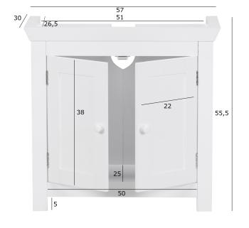 wastafel onderkast wit 57 cm