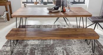 eettafelbank sheesham 180 cm met tafel voorkant