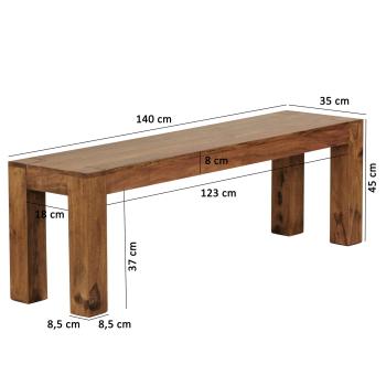 eettafel bank sheesham 140 cm