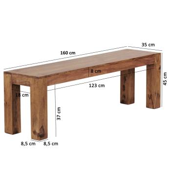 sheesham eettafel bank 180 cm