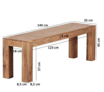 eettafelbank acaciahout 140 cm